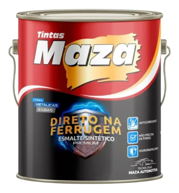 Tinta Esmalte Direto na Ferrugem 900ML Maza Cores Lisas e Metálicas
